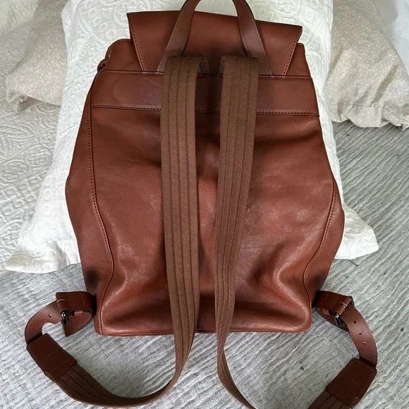 Longchamp 3D Cognac Brown Leather Backpack - Picture 2 of 10